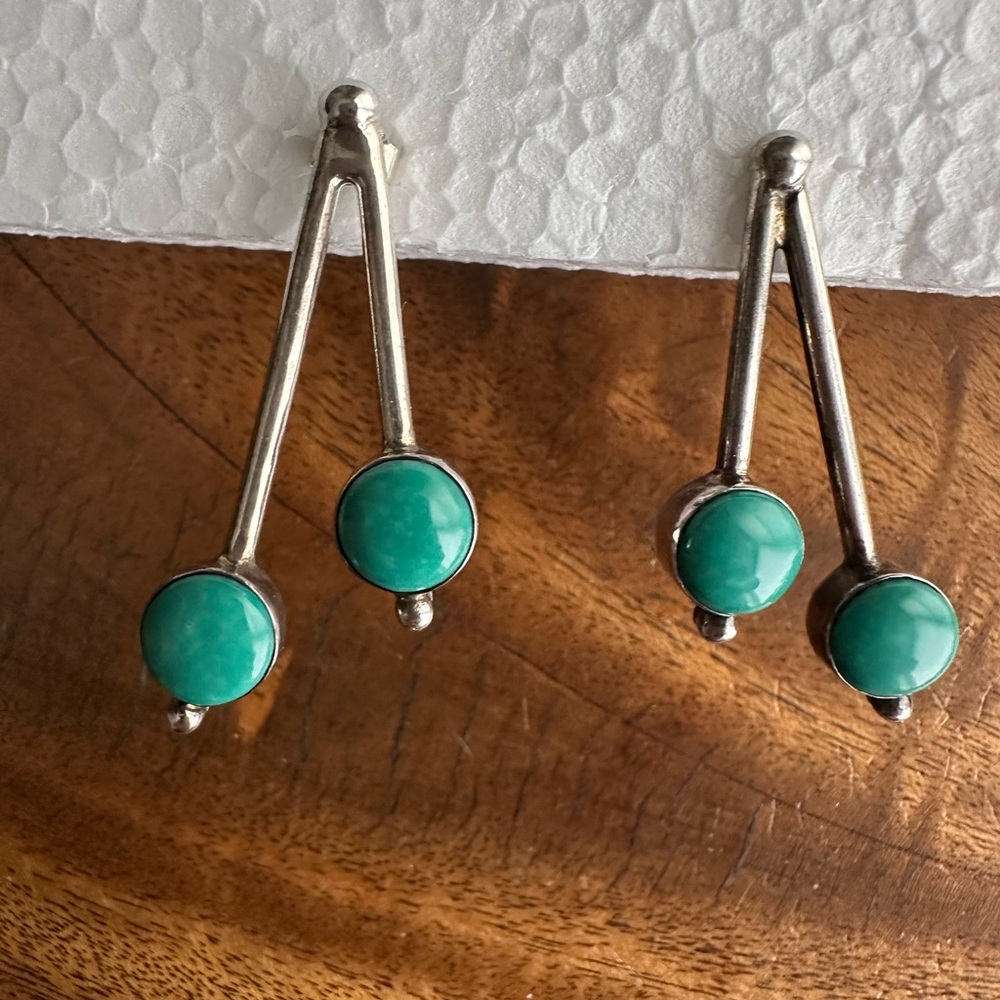 Jay King mine Finds Elegant 925 Silver and Green  turquoise Earrings